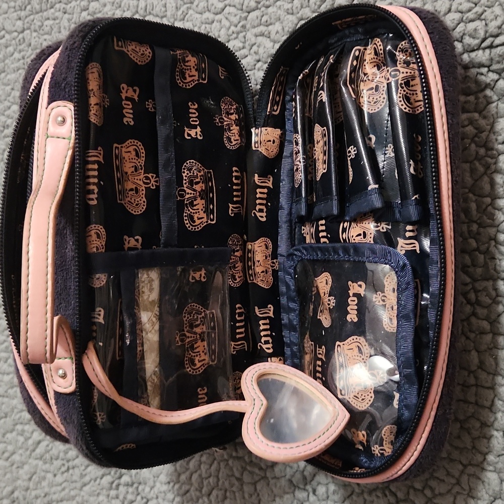 Rare Y2K Juicy Couture Make-up Bag/Organizer Dark Blue And Pink - Picture 4 of 14